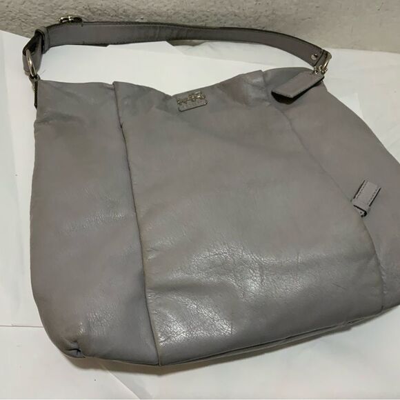 Coach Madison Isabelle Leather Hobo Purse Handbag Gray Crossbody 21224 - Picture 2 of 14